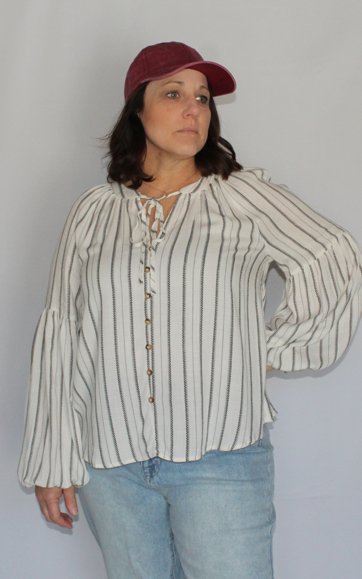 Fashion striped peasant